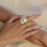 Cecilia - Gold Pearl Ring — perfect für those who value comfort and Design. | Zilocom Offizielle Kollektion