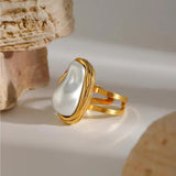 Cecilia - Gold Pearl Ring — perfect für those who value comfort and Design. | Zilocom Offizielle Kollektion